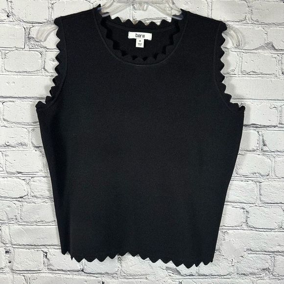 Bar III Tops - Bar III Women’s Sleeveless Sweater Shell Scalloped Details Dressy Lightweight M